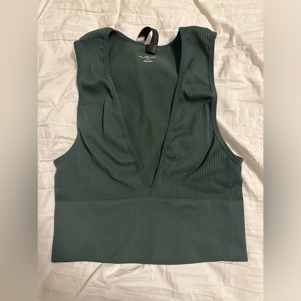 Deep green urban outfitters out from under seamless plunge cropped tank top